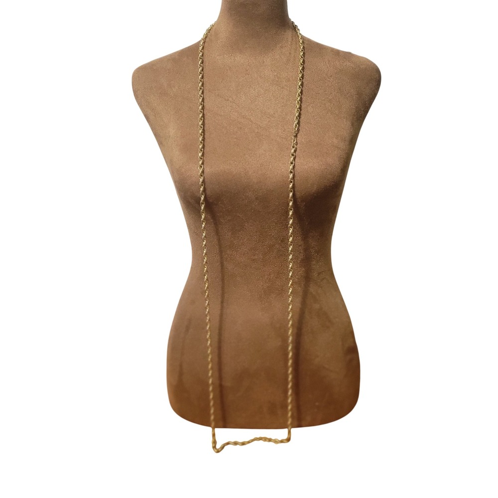 Vintage Gold Tone Prince of Wales Textured Rope Chain‎ Necklace Classic 70s